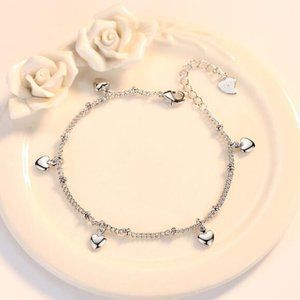 NEW 925 Sterling Silver Simple Heart Bracelet